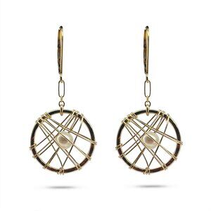 Petite Circle Caged Pearl Earrings